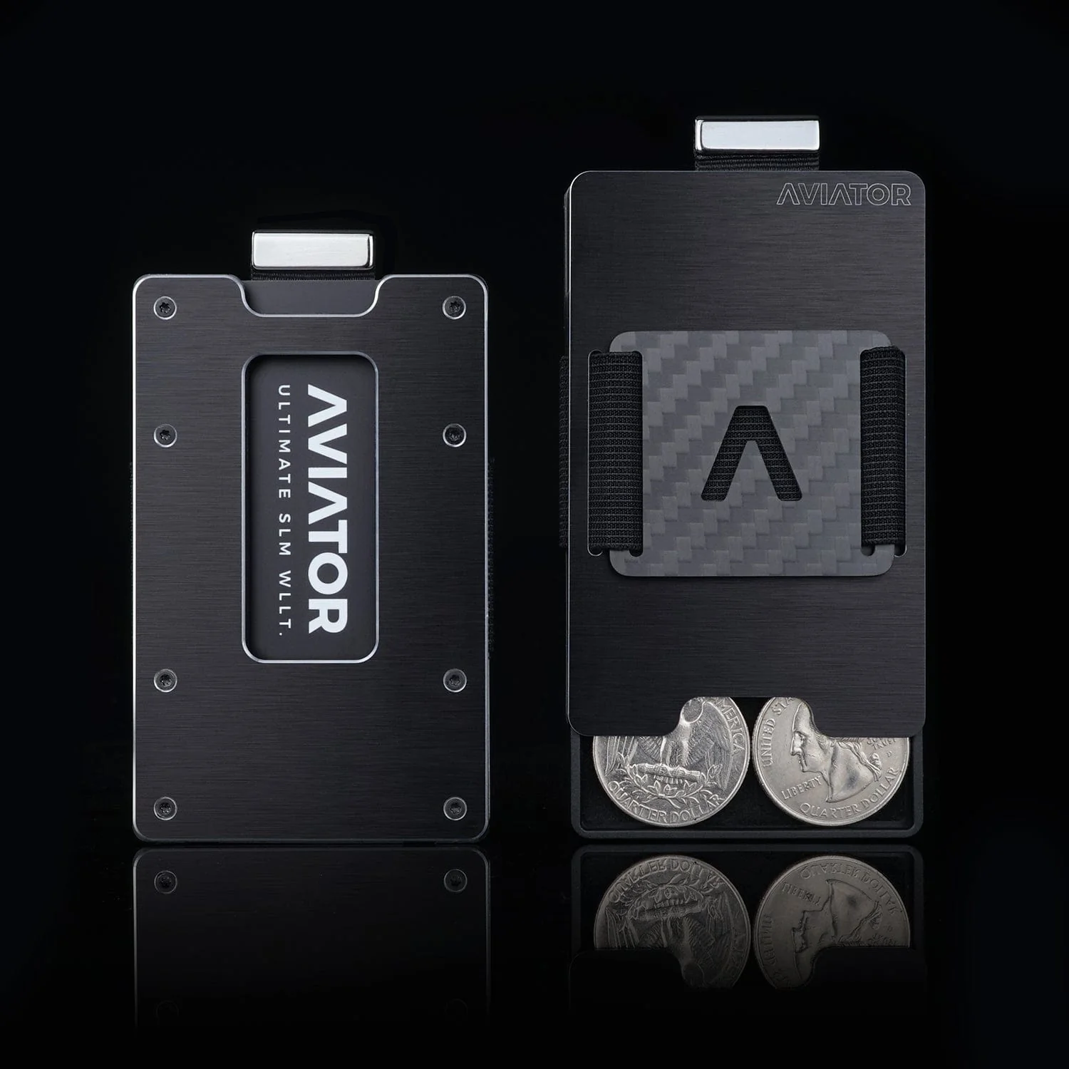 Brushed Black | Slide Wallet + Carbon Fiber Cash Clip