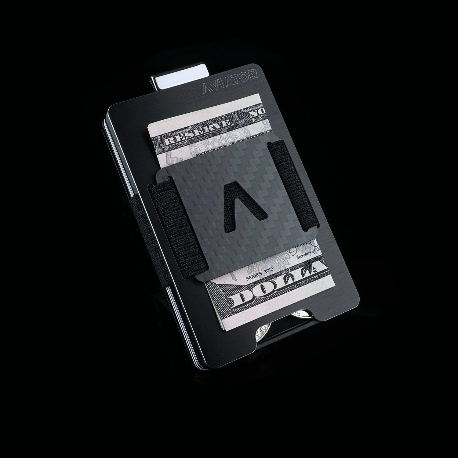 Brushed Black | Slide Wallet + Carbon Fiber Cash Clip - Image 2