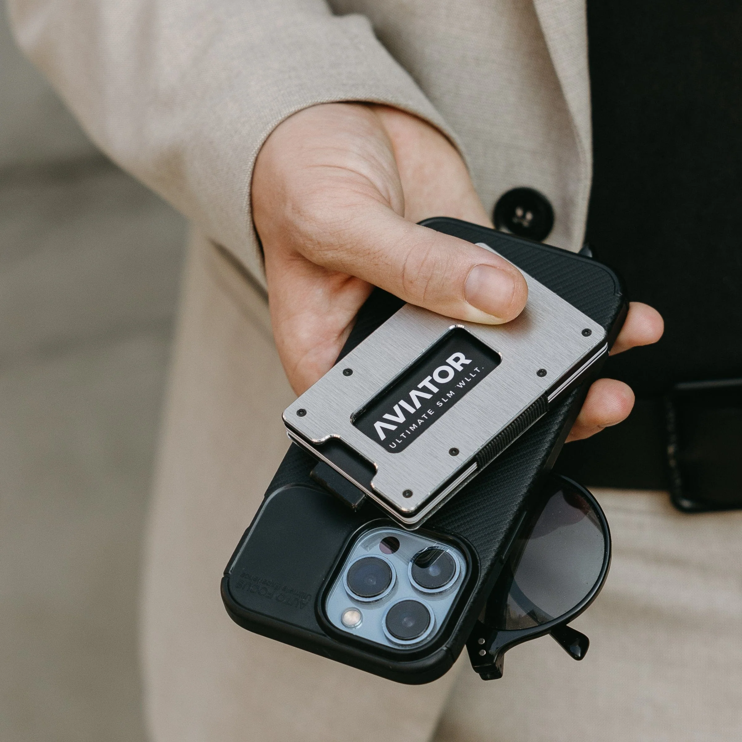 Brushed Silver | Slide Wallet + Carbon Fiber Cash Clip - Image 5