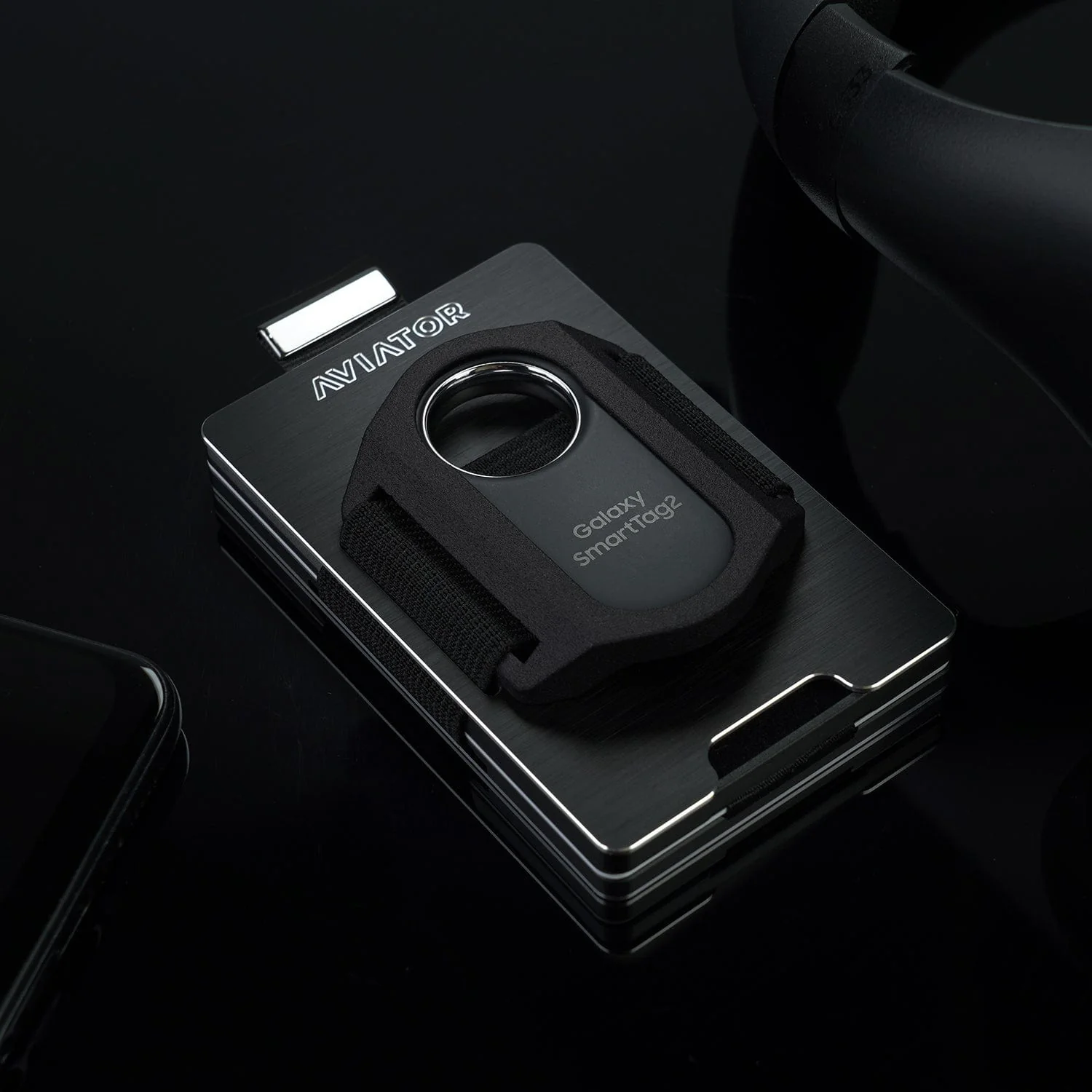 Brushed Black | Slide Wallet + 3D printed Samsung Galaxy SmartTag2 Holder - Image 4