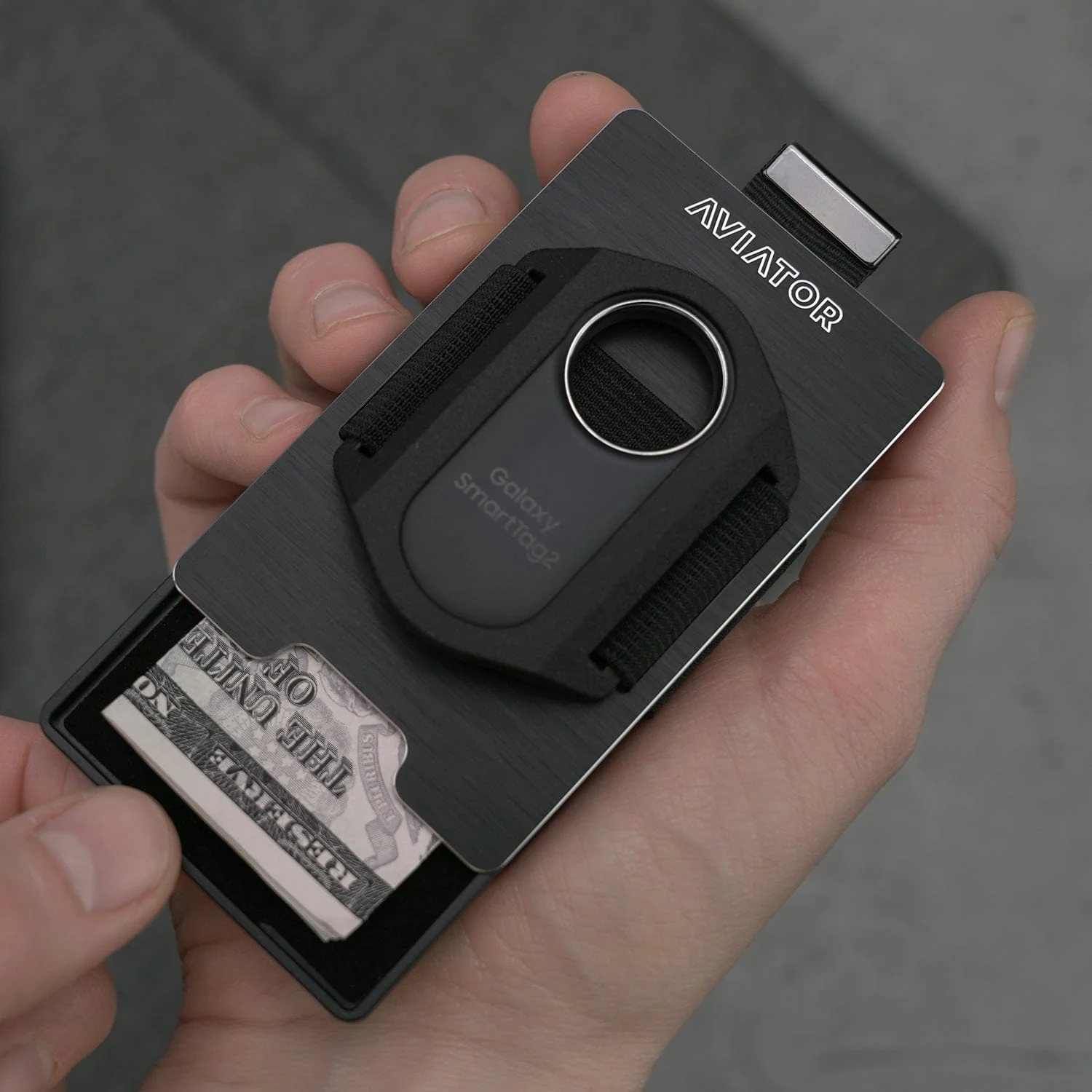 Brushed Black | Slide Wallet + 3D printed Samsung Galaxy SmartTag2 Holder - Image 5